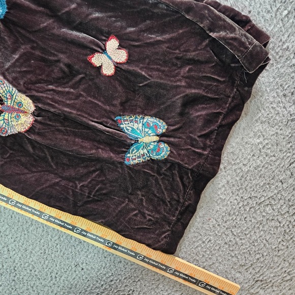 $365 NEW Johnny Was Velvet‎ Wide Leg Pant XXL Butterfly Embroidered Brown - Picture 14 of 16
